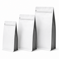 White & Grey Eight Side Seal Coffee Bag with One-Way Degassing Valve