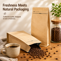 Food Grade Multi Layer Interior of Brown Kraft Coffee Packaging Bag
