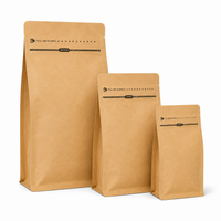 Brown Kraft Eight Side Seal Coffee Bag with Side Zipper Standing Pouch