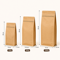 Brown Kraft Eight Side Seal Coffee Bags with Side Zipper Available in Multiple Sizes