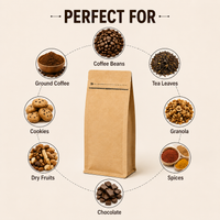 Premium Brown Kraft Flat Bottom Coffee Bag with Side Zipper