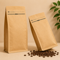 Front View of Brown Kraft Eight Side Seal Coffee Bag with Side Zipper