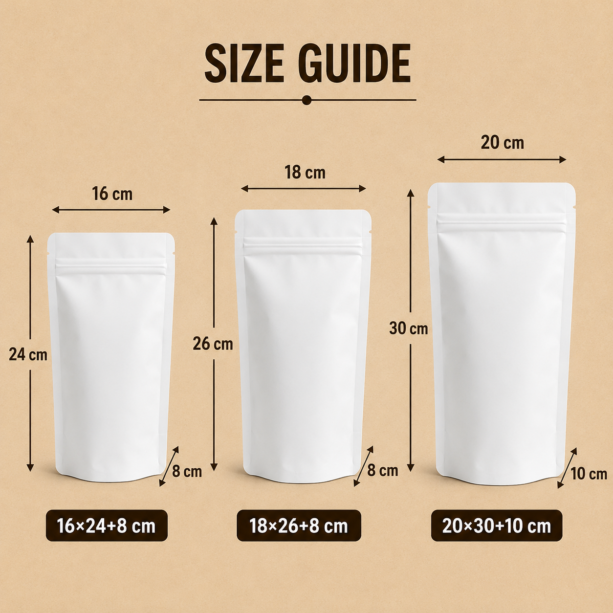 White Stand Up Pouch with without Window
