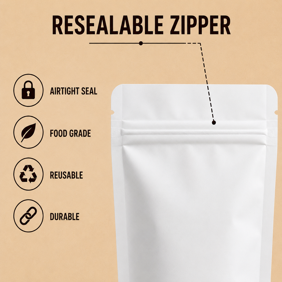 White Stand Up Pouch with without Window