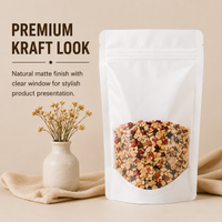 White Full Window Kraft Stand Up Pouch with Zipper