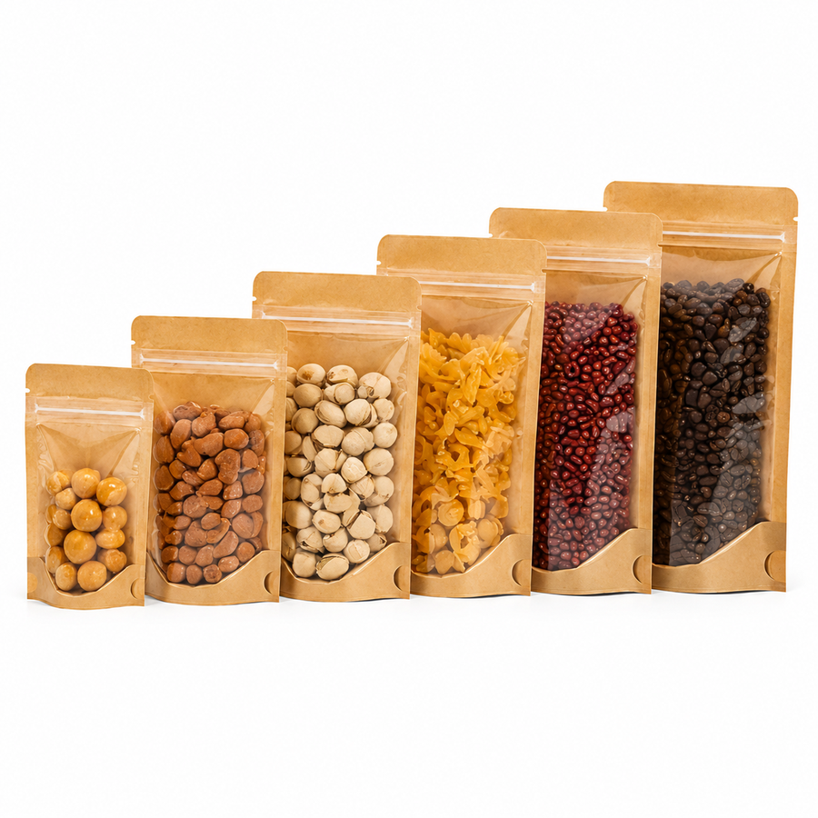 Full Window Kraft Stand Up Pouch with Zipper