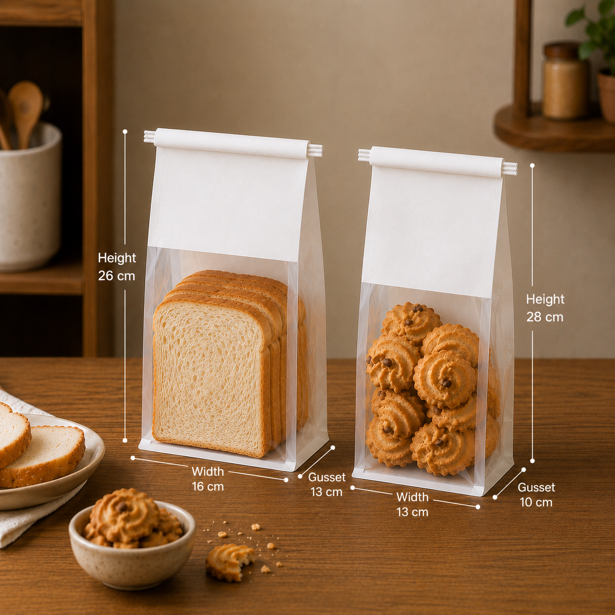 White Kraft Paper Bread Bag with Matte Side Window