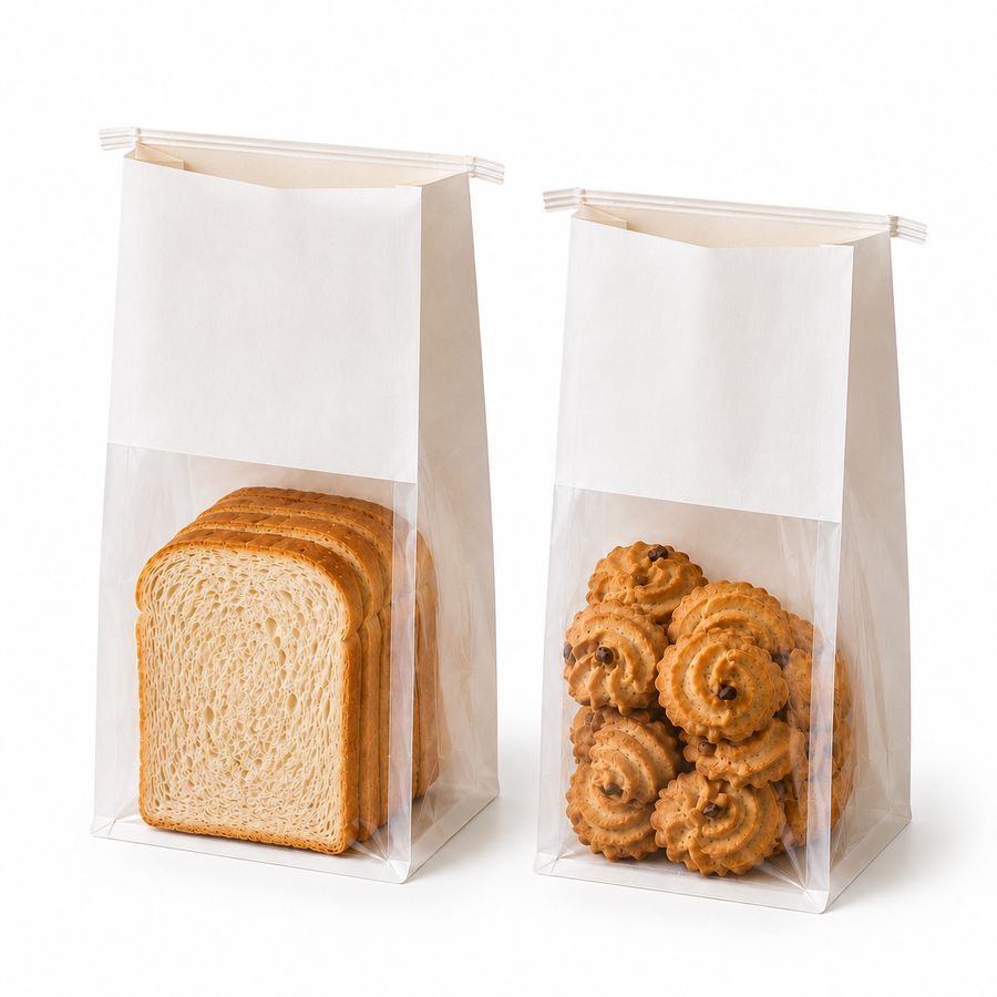 White Kraft Paper Bread Bag with Matte Side Window