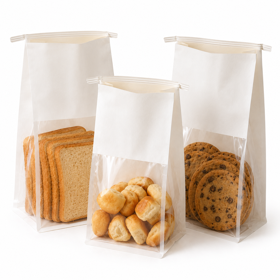 White Kraft Paper Bread Bag with Matte Side Window