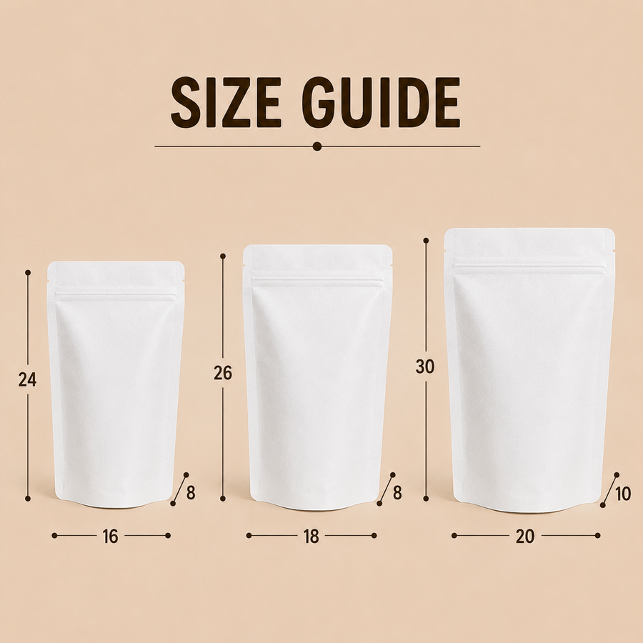 Premium White Kraft Paper Stand Up Bag
