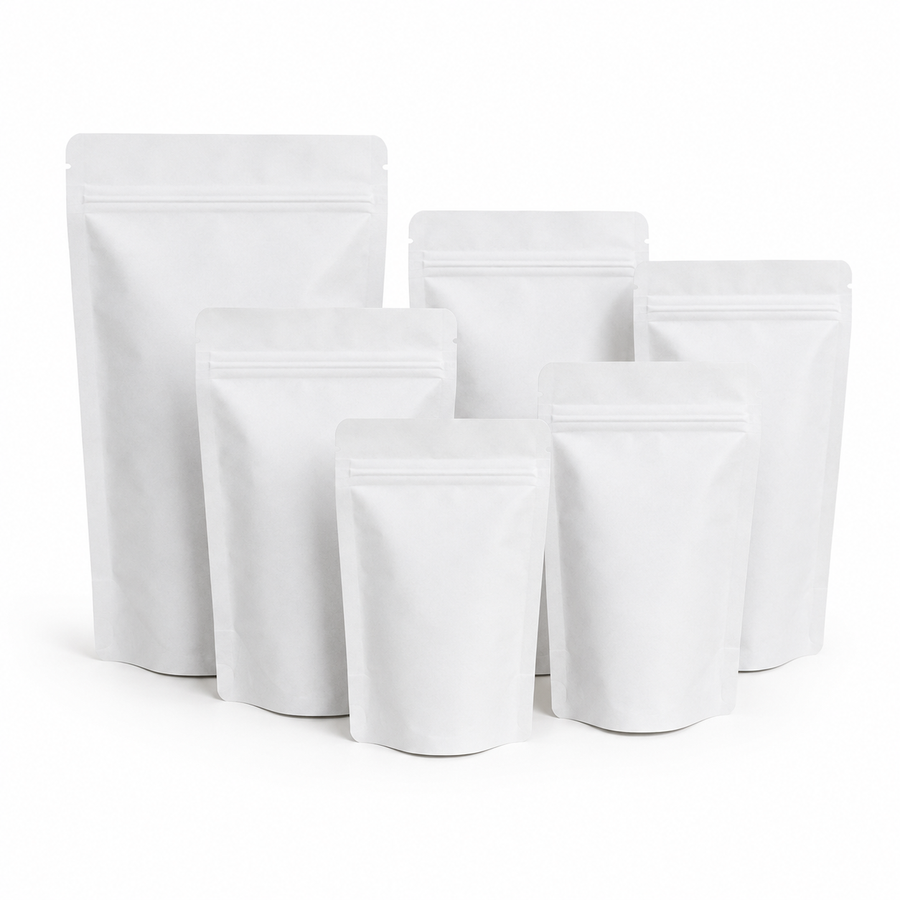 White Kraft Stand Up Pouch Without Window