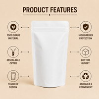 White Kraft Stand Up Pouch with Zipper