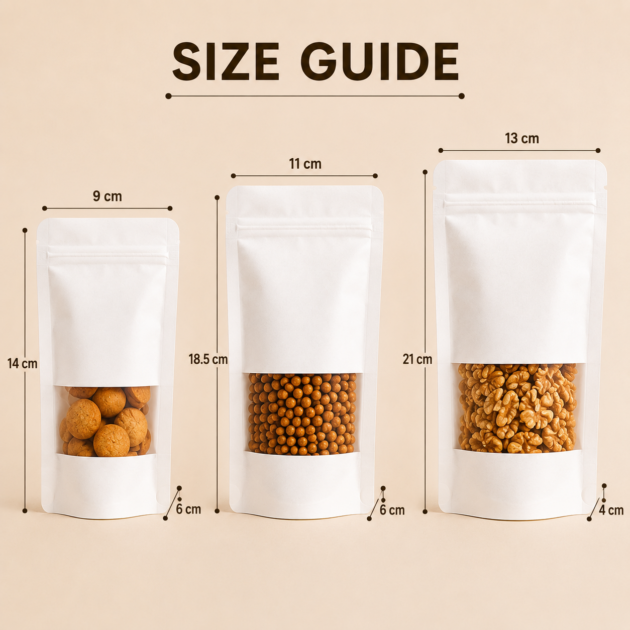 White Kraft Food Packaging Pouch 130 Micron