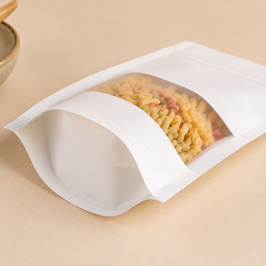 White Kraft Snack Packaging Bag with Window