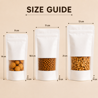 White Stand Up Pouch with Half Window & Zipper