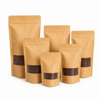 Yellow Kraft Stand Up Pouch with Half Window & Zipper