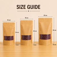 Yellow Kraft Stand Up Pouch with Half Window & Zipper