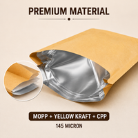 Yellow Kraft Stand Up Pouch with Half Window & Zipper