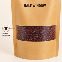 Yellow Kraft Stand Up Pouch with Half Window & Zipper