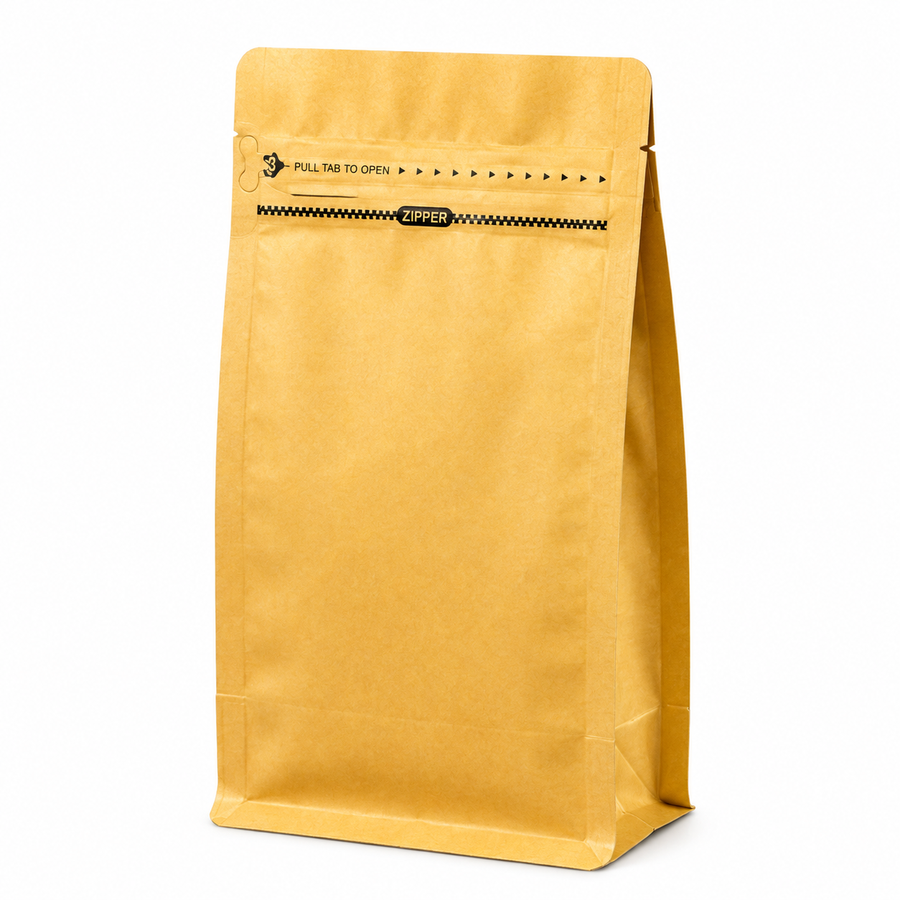 Golden Eight-Side Seal Coffee Bag with Side Zipper