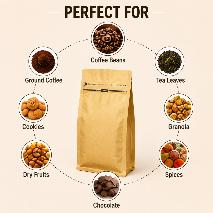 Golden Eight-Side Seal Coffee Bag with Side Zipper