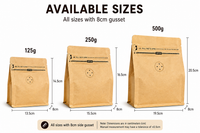 Yellow Kraft Cube Eight-Side Seal Coffee Bag with Degassing Valve