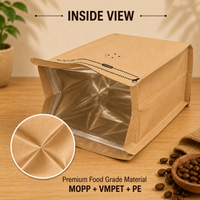 Yellow Kraft Cube Eight-Side Seal Coffee Bag with Degassing Valve