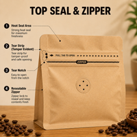 Yellow Kraft Cube Eight-Side Seal Coffee Bag with Degassing Valve