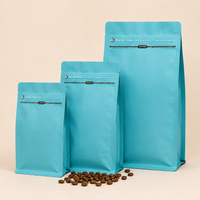 Light Blue Eight-Side Seal Coffee Bag with Side Zipper