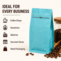 Light Blue Eight-Side Seal Coffee Bag with Side Zipper
