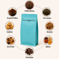 Light Blue Eight-Side Seal Coffee Bag with Side Zipper