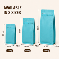 Light Blue Eight-Side Seal Coffee Bag with Side Zipper