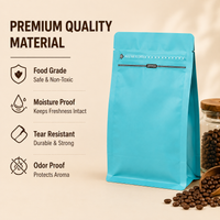 Light Blue Eight-Side Seal Coffee Bag with Side Zipper