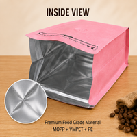 Pink Plastic Cube Eight-Side Seal Coffee Bag with Degassing Valve