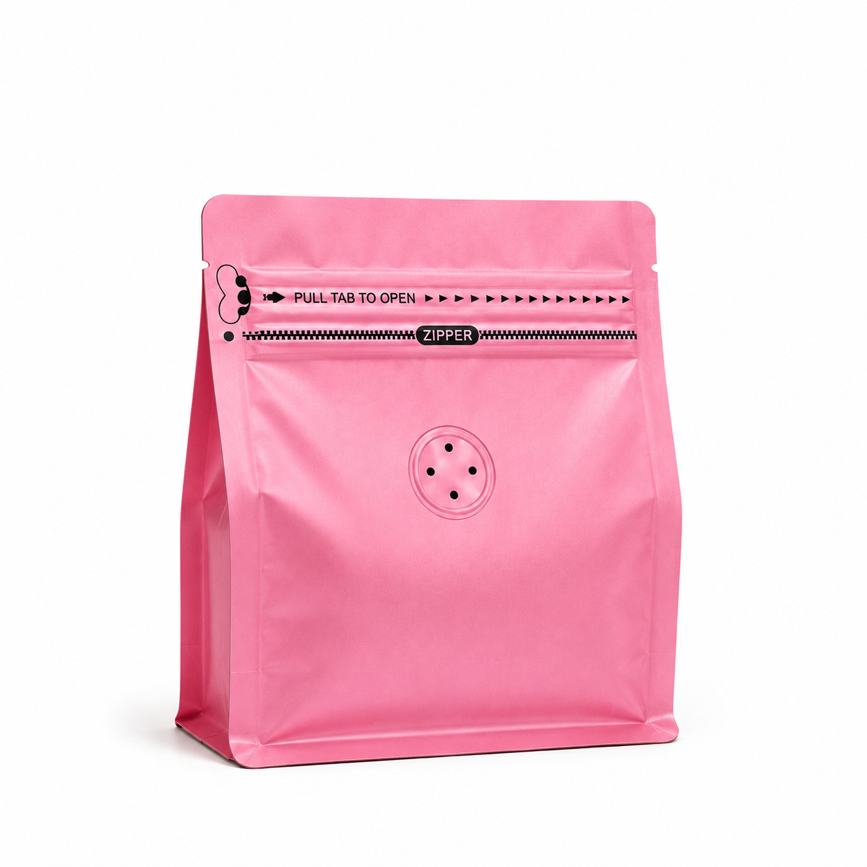 Pink Plastic Cube Eight-Side Seal Coffee Bag with Degassing Valve