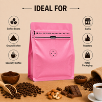 Pink Plastic Cube Eight-Side Seal Coffee Bag with Degassing Valve
