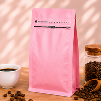 Pink Eight-Side Seal Coffee Bag with Side Zipper