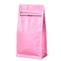 Pink Eight-Side Seal Coffee Bag with Side Zipper