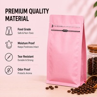 Pink Eight-Side Seal Coffee Bag with Side Zipper