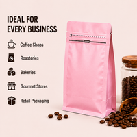Pink Eight-Side Seal Coffee Bag with Side Zipper