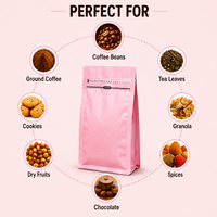 Pink Eight-Side Seal Coffee Bag with Side Zipper