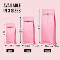 Pink Eight-Side Seal Coffee Bag with Side Zipper