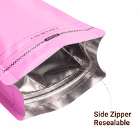 Pink Eight-Side Seal Coffee Bag with Side Zipper