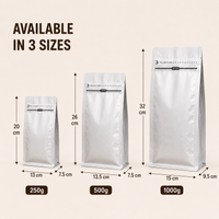 Silver Eight-Side Seal Coffee Bag with Side Zipper