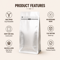 Silver Eight-Side Seal Coffee Bag with Side Zipper