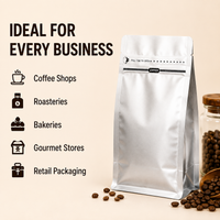 Silver Eight-Side Seal Coffee Bag with Side Zipper