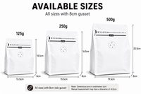 White Plastic Cube Eight-Side Seal Coffee Bag with Degassing Valve