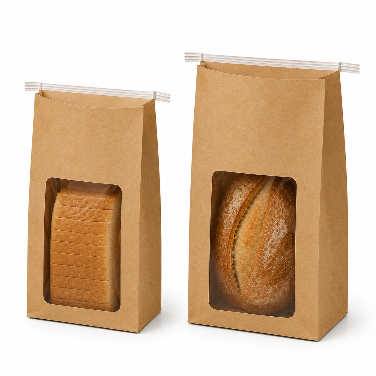 Brown Kraft Paper Bread Bag with Side Window